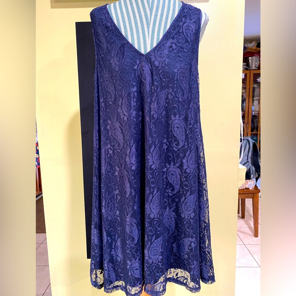 Dina Be Francesca Navy Blue lace overlay dress, Med